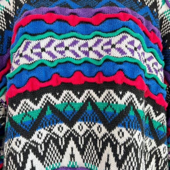 Vintage Etchings Textured 3D Knit Crewneck Sweater Size Extra Large Cosby Chunky - Picture 2 of 6